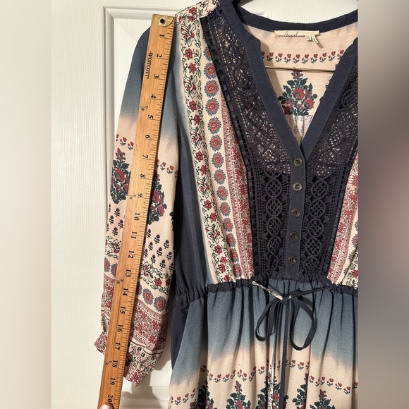 ANTHROPOLOGIE Floreat 2P PETITE Peasant Dress Crochet Block 3/4 Sleeve BOHO CHIC - Picture 14 of 16